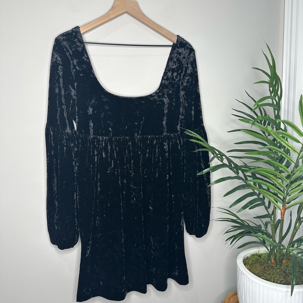 Free People Black Velvet Mini Dress